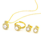 Gold Square Halo Jewelry Set