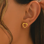 Open Heart Stud Earrings with Polished Finish