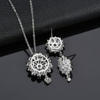 Elegant White Zircon Flower Jewelry Set