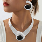 Modern Sculptural Necklace & Statement Earring Set