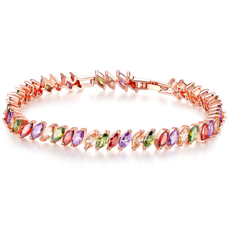 Marquise Stone Line Bracelet with Elegant Linked Design