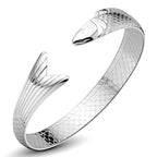 Fish Motif Open Cuff Bracelet with Detailed Sculptural Finish