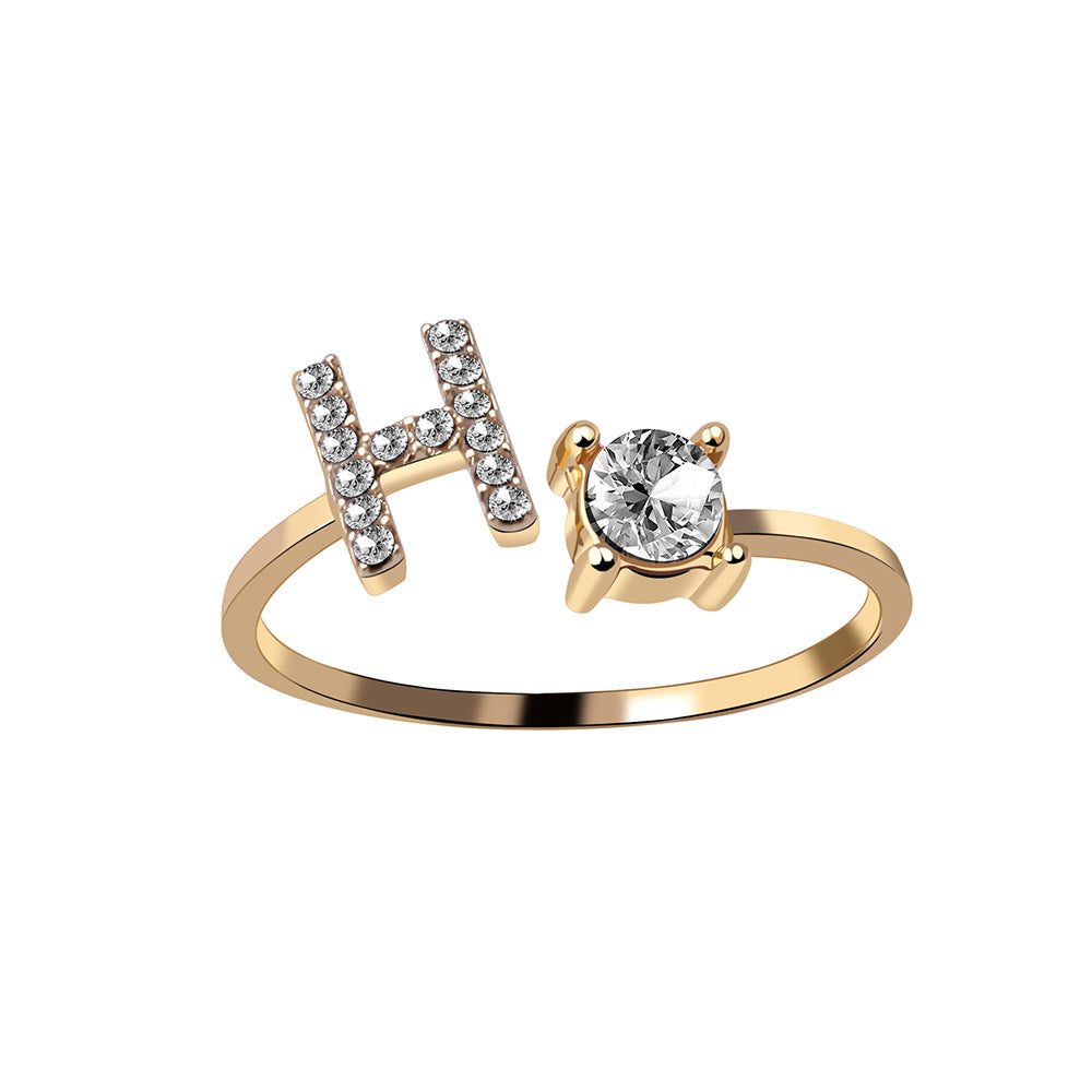 Personalized Diamond Initial Ring
