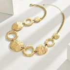 Hammered Disc Statement Necklace with Sculptural Links