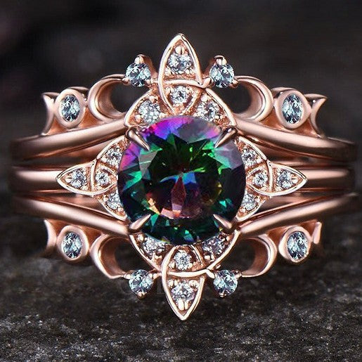 Krystal Crafts Aurora Fire Rainbow Crystal Ring