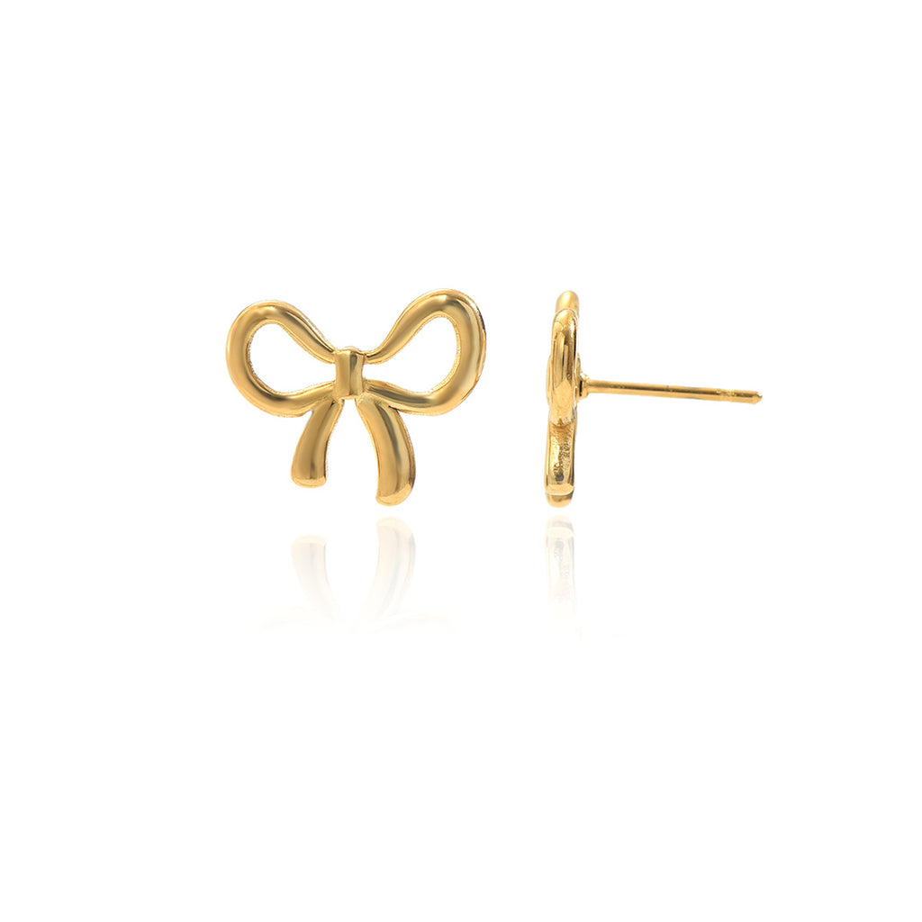 Minimal Bow Stud Earrings with Polished Finish