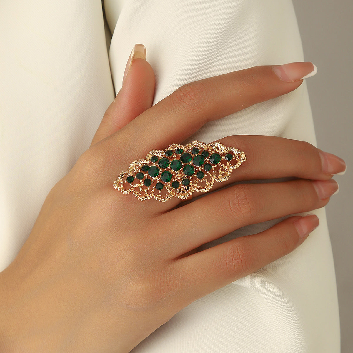 Champagne Crystal Statement  adjustable Ring