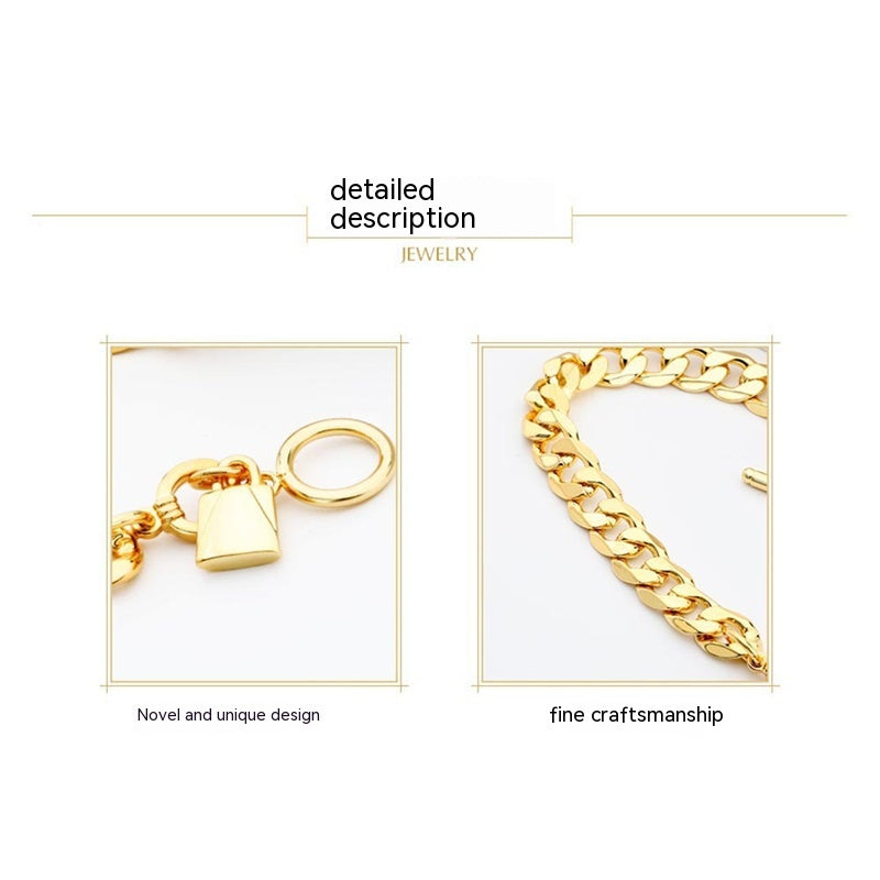 Chunky Link Bracelet with Toggle Clasp and Padlock Charm