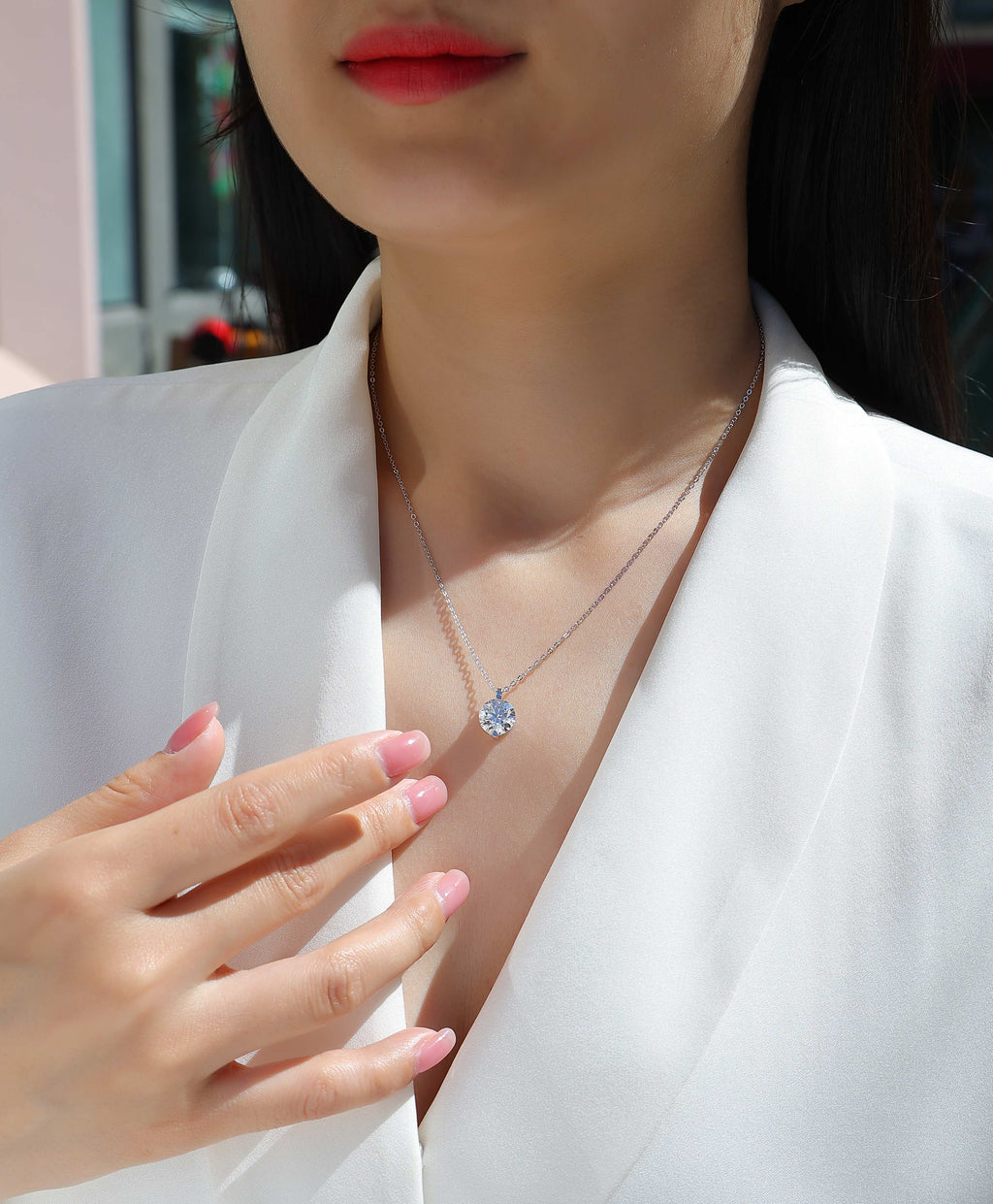 Classic Solitaire Moissanite Pendant Necklace