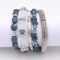 Layered Beaded Bracelet Stack with Textured Mixed Design