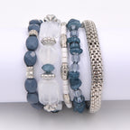 Layered Beaded Bracelet Stack with Textured Mixed Design