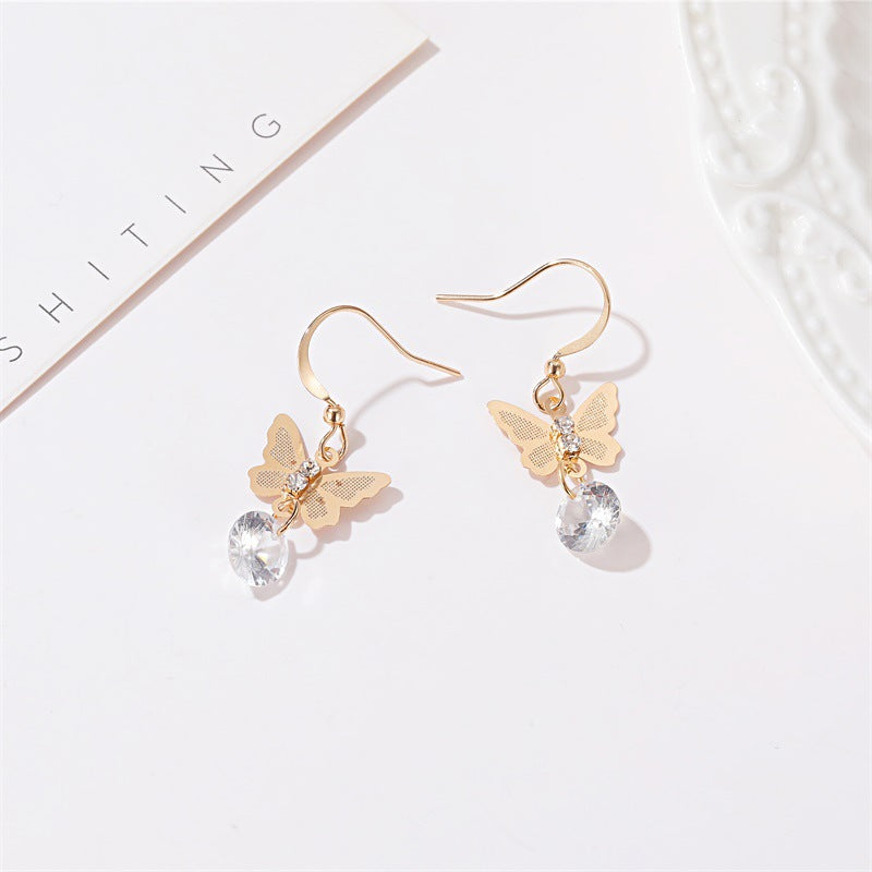 Butterfly Charm Crystal Earrings