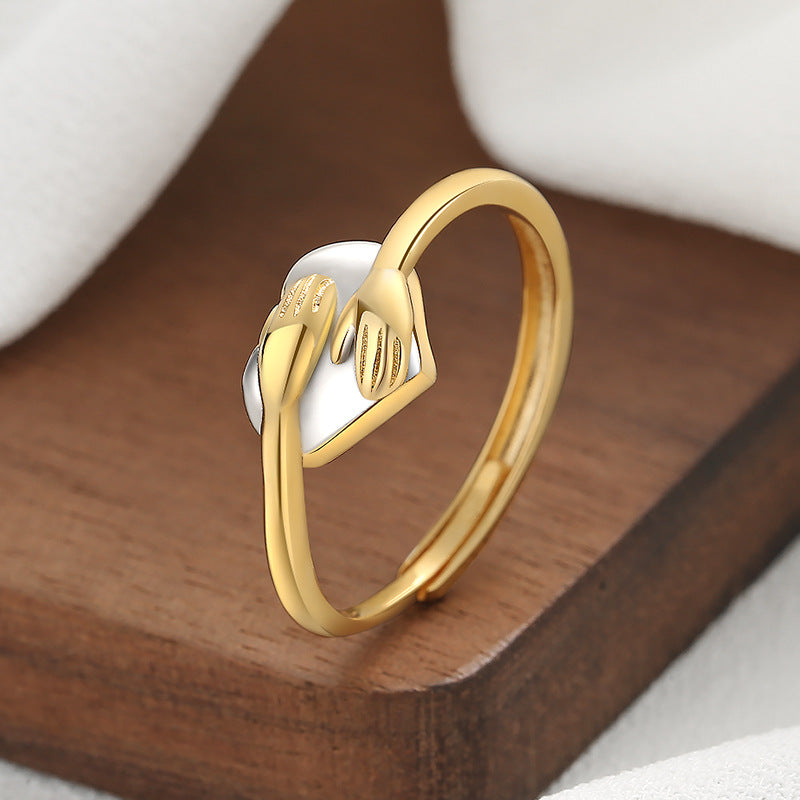 Embrace Hands Ring – Gold & Silver Tone Open Band