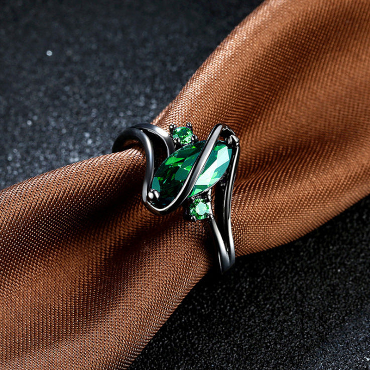 Midnight Orbit Black Rhodium Gemstone Statement Ring