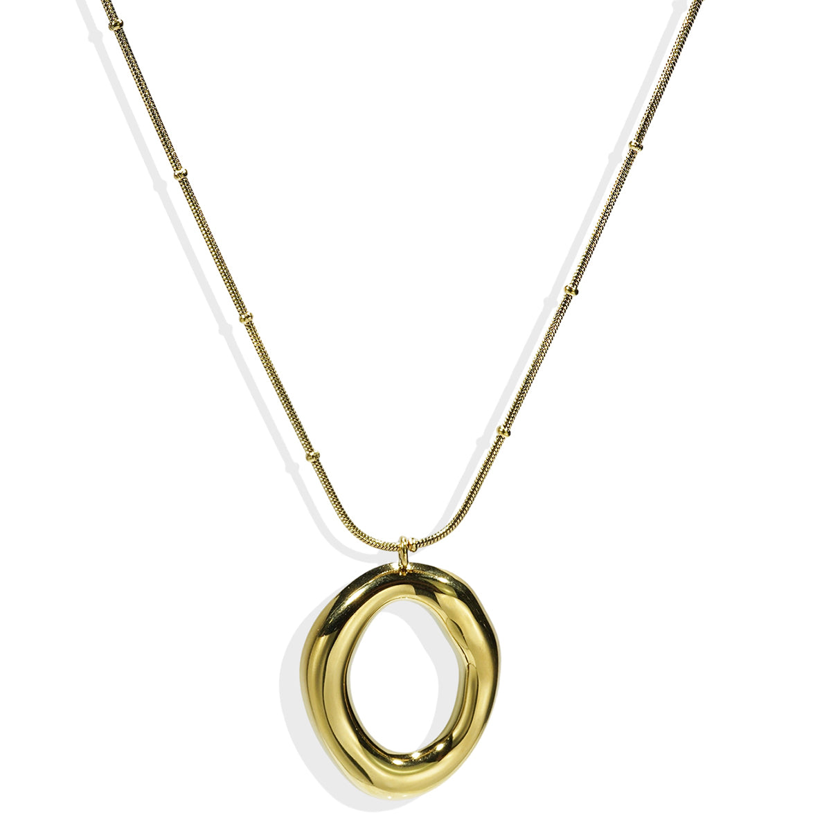 Sculptural Oval Pendant Necklace & Matching Stud Earrings