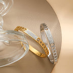 Chain-Detail Bangle Bracelet with Crystal Embellishment