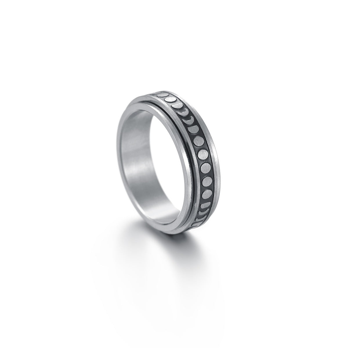 Celestial Engraved Band Ring – Moon, Star & Minimal Pattern Set