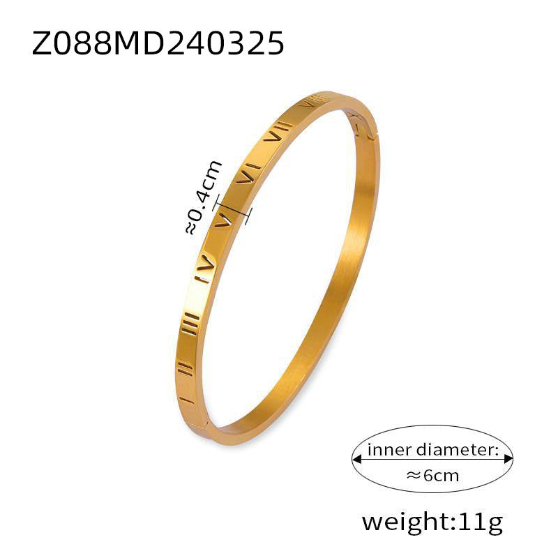Engraved Bangle Bracelet with Refined Detail Accents