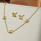 Butterfly Charm Necklace & Matching Stud Earrings