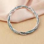 Multi-Row Crystal Stretch Bracelet with Refined Texture