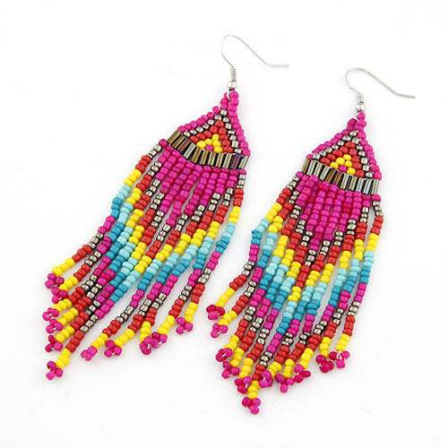 Long rice beads tassel earrings earrings earrings women