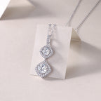 Double Halo Cushion-Cut Crystal Pendant Necklace