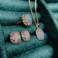 Silver Natural Opal Jewelry Set