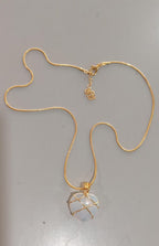 Gold Wire-Wrapped Moonstone Pendant Necklace