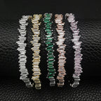 Multi-Stone Bangle Bracelet with Linear Faceted Design