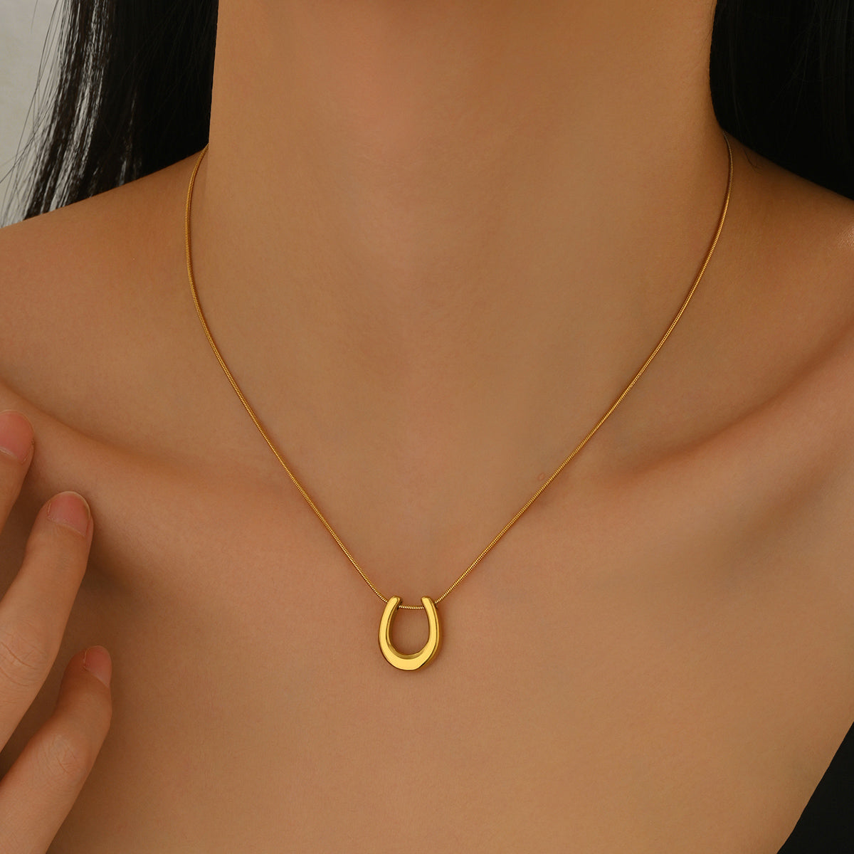 Minimalist Double-Hoop Pendant Necklace