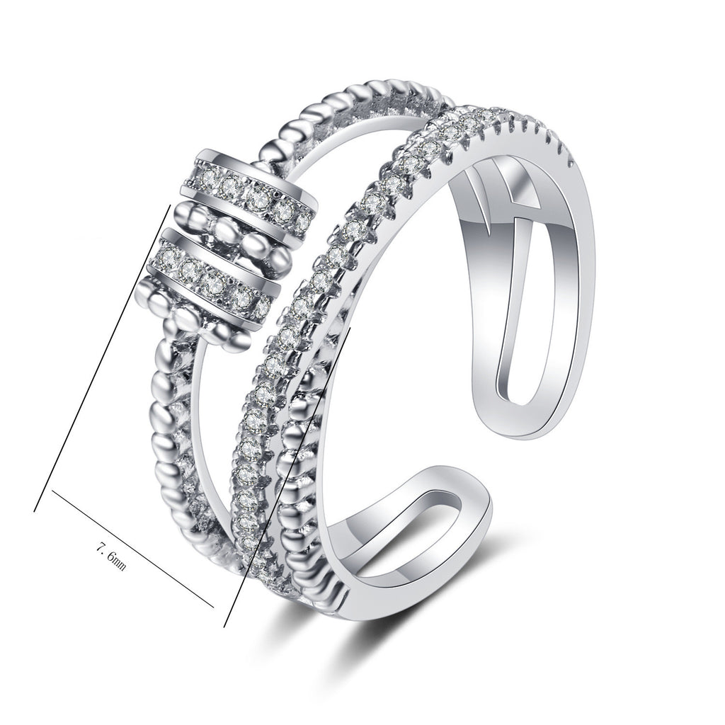 Pavé Coil Adjustable Open Ring – Modern Wrap Design