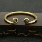 Scroll-End Open Cuff Bracelet with Artisan-Inspired Detail