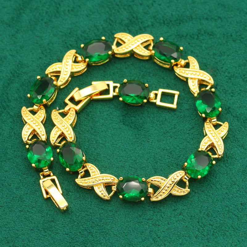 Luxury Emerald Green Rhinestone Jewelry Set
