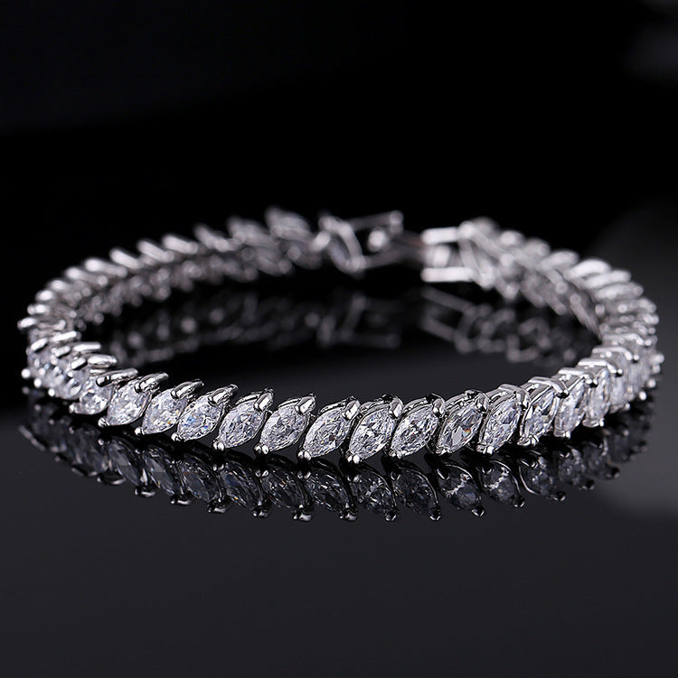 Marquise Stone Line Bracelet with Elegant Linked Design