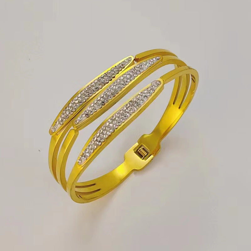 Multi-Band Crystal Detail Bracelet with Elegant Layered Design