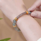 Natural Stone Bead Bracelet with Ornate Spacer Accents