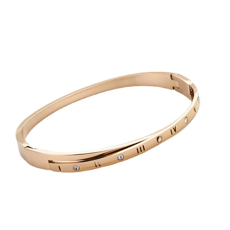Engraved Slim Bangle Bracelet with Modern Minimal Detail