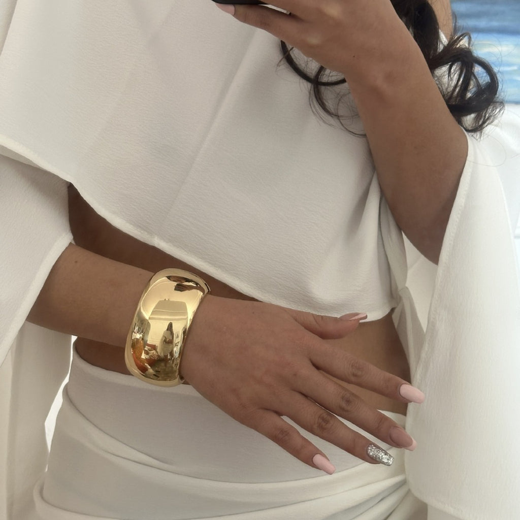 Wide Smooth Bangle Bracelet with Bold Contemporary Shape