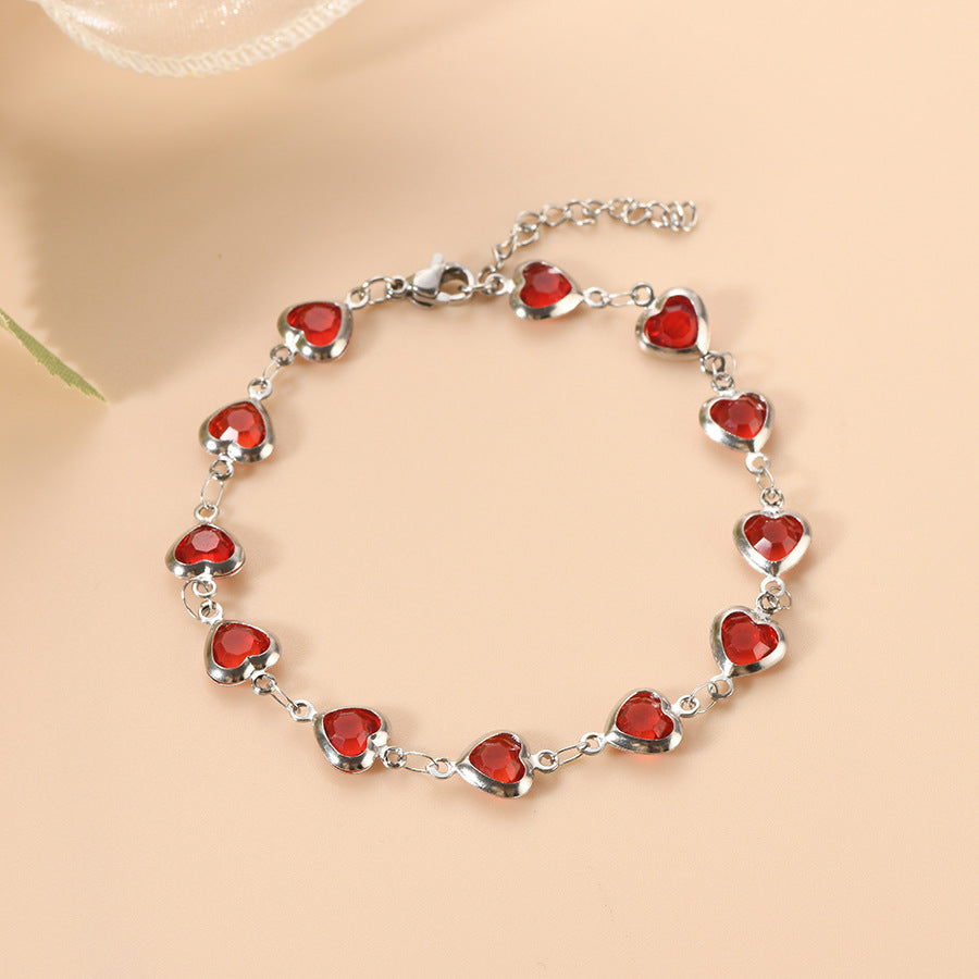 Heart-Accent Chain Bracelet with Elegant Linked Design