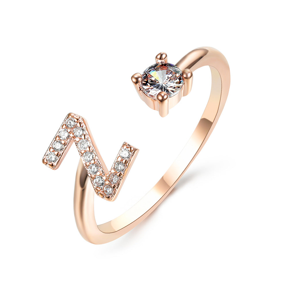Personalized Diamond Initial Ring