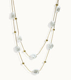 Layered Pearl Necklace with Fine Gold Bead Accents