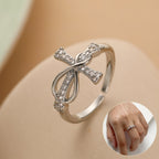 Crystal Bow Ring – Elegant Ribbon-Inspired Adjustable Band