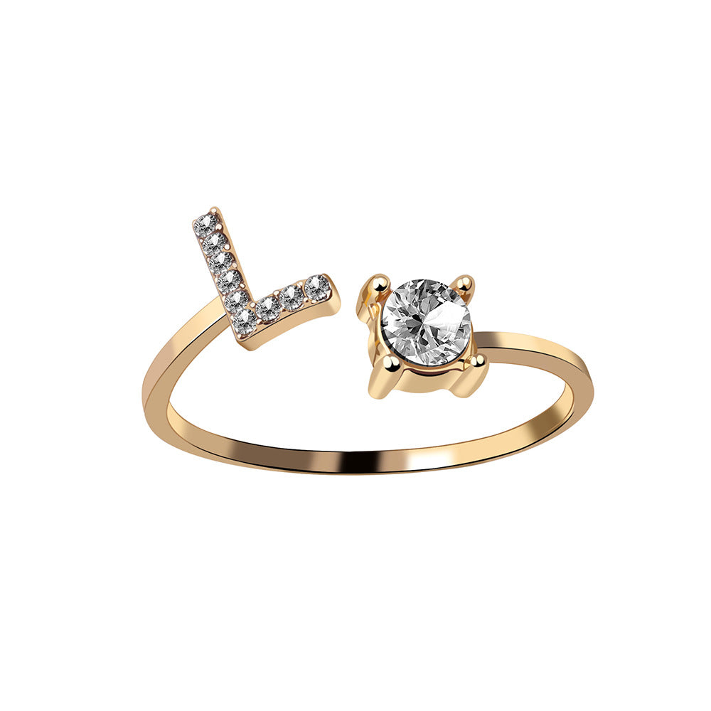 Personalized Diamond Initial Ring
