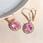 Rose Gold Pink Crystal Drop Earrings