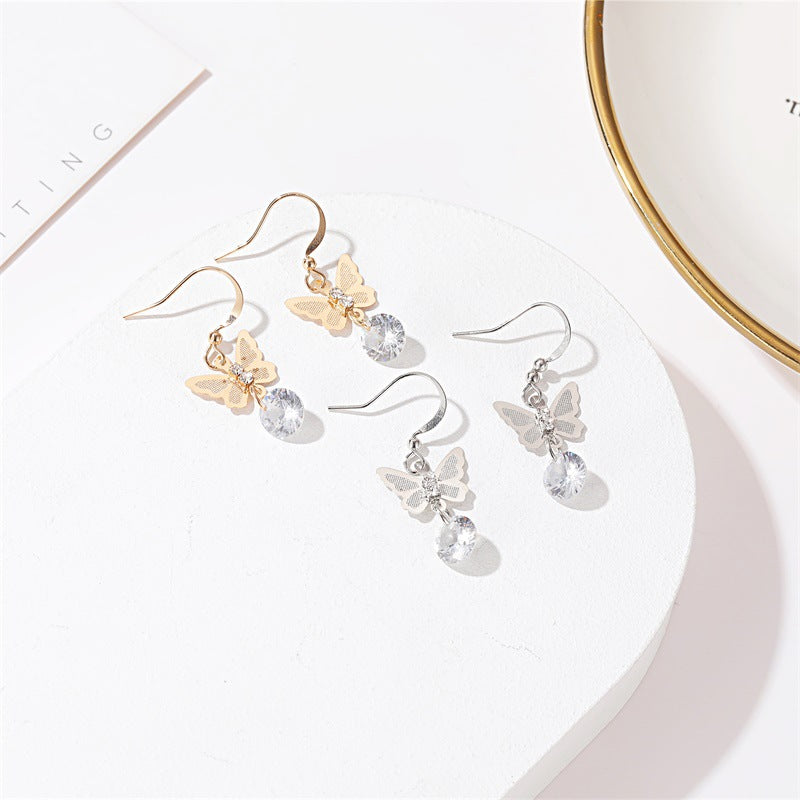 Butterfly Charm Crystal Earrings