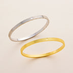 Slim Textured Bangle Bracelet with Minimal Line Detail