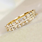 Triple Row Baguette and Round Eternity Band Ring
