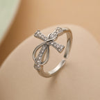 Crystal Bow Ring – Elegant Ribbon-Inspired Adjustable Band