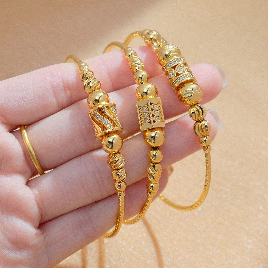 Beaded Adjustable Bangle Bracelet with Decorative Detail