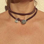 Bohemian Layered Leather Choker Necklace with Metal Charms